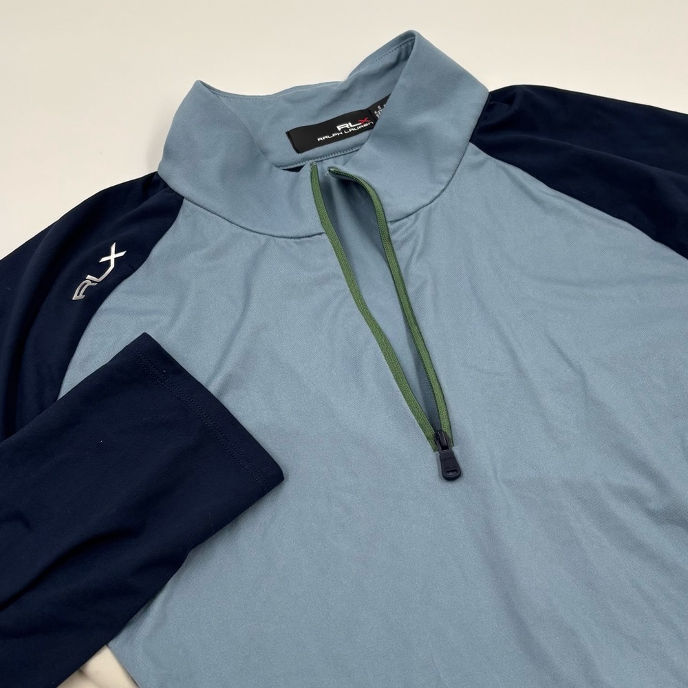 RLX Ralph Lauren Women's XL Tailored Fit Blue‎ Color Blocked Jersey Zip Pullover